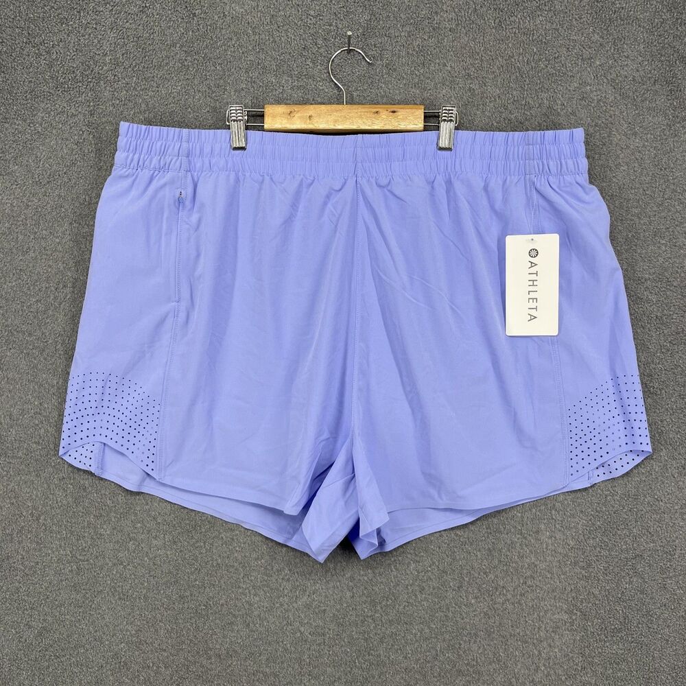 Athleta Hustle 3” Athletic Athleisure Shorts Blue Lined Plus Size 2x‎ NWT